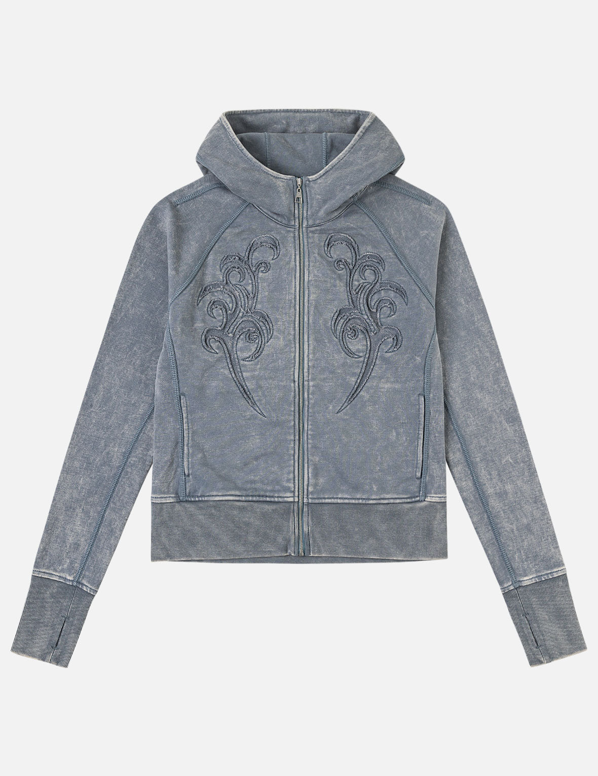 Reversed Fabric Cropped Hoodie